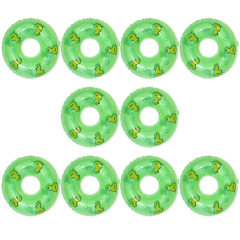 Amosfun Amosfun 10Pcs Duckling Swimming Ring House Decor car Accessories Mini Inflatable Swim Rings Mini Rubber Ducks Small Rubber Ducks Tiny Swim Ring Mini Swim Ring Ornaments Swim Ring Plaything