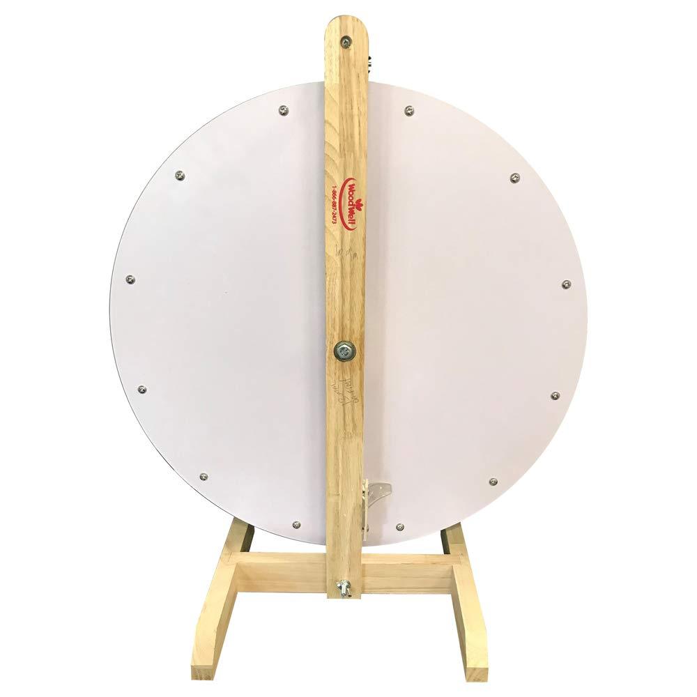 WoodWell WoodWell 20 Inch Tabletop Spinning Prize Wheel w/Wood Stand | Dry Erase | 12 Customizable Slots | Casino Games | Family Night | Classrooms