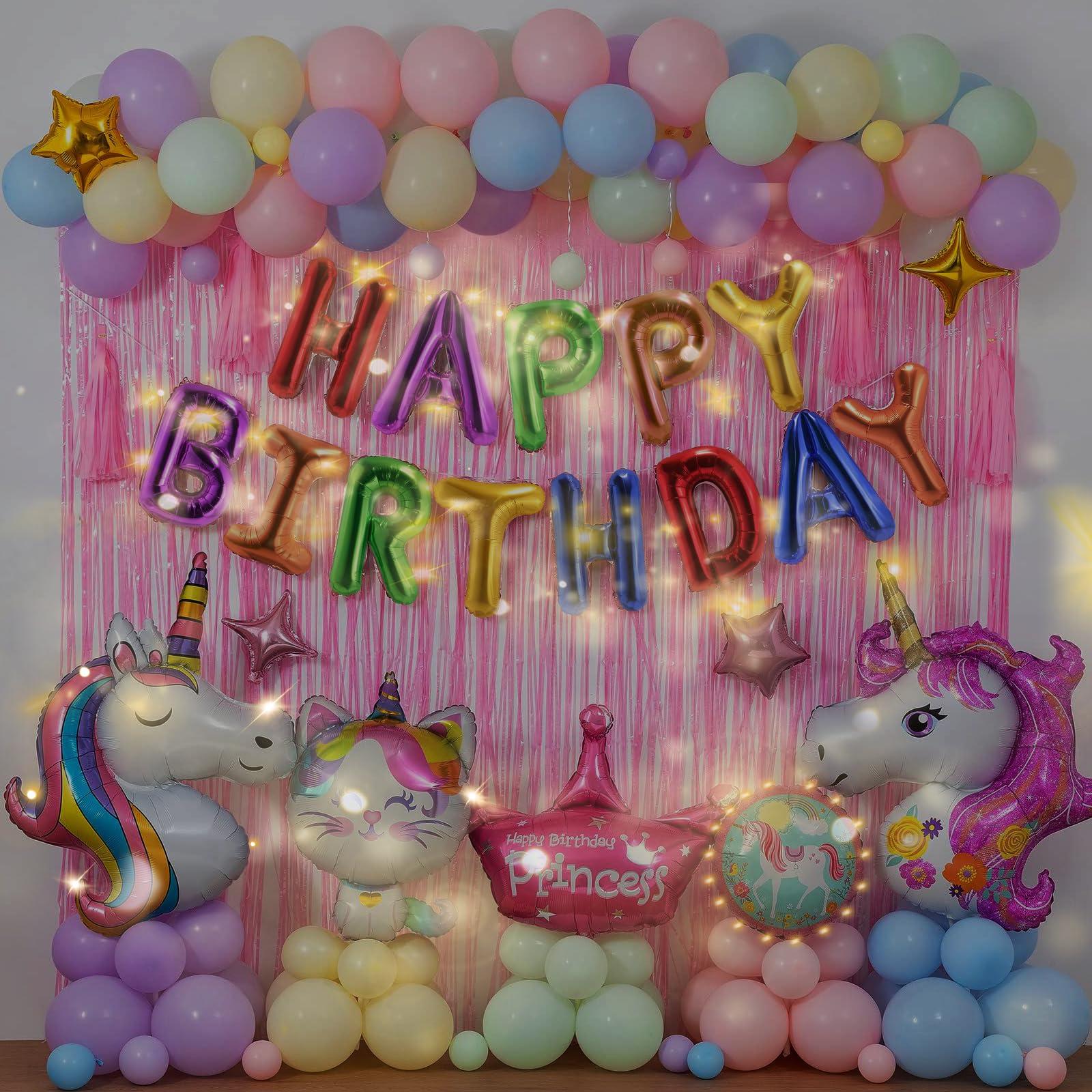 CANREVEL CANREVEL Happy Birthday Banner 13pcs 16 Inch Mylar Foil Letters Sign with 8pcs Star Balloons & LED Lights Birthday Party Decorations for Kids and Adults - 3D Rainbow