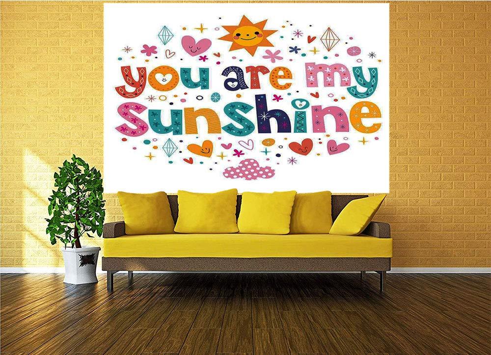BBING COLOR 77x55 inches Wall Mural,Cute Love Text Print Made by Fun Happy Animal and Heart Figures Kids Nursery Theme Peel and Stick Self-Adhesive Wallpaper Removable Large Wall Sticker Wall Decor for Home Offic