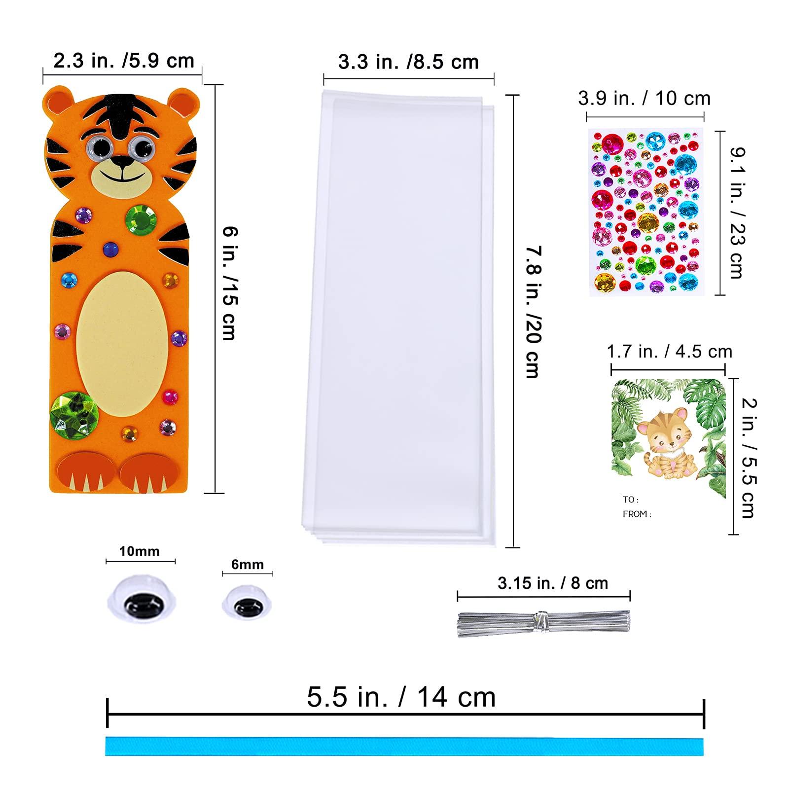 Winlyn Winlyn 32 Sets Jungle Animal Craft Kits DIY Jungle Safari Zoo Wild Animal Bookmarks Decorations Art Sets Tiger Lion Zebra Foam Stickers for Kids Classroom Activities Reading Rewards Party Favors
