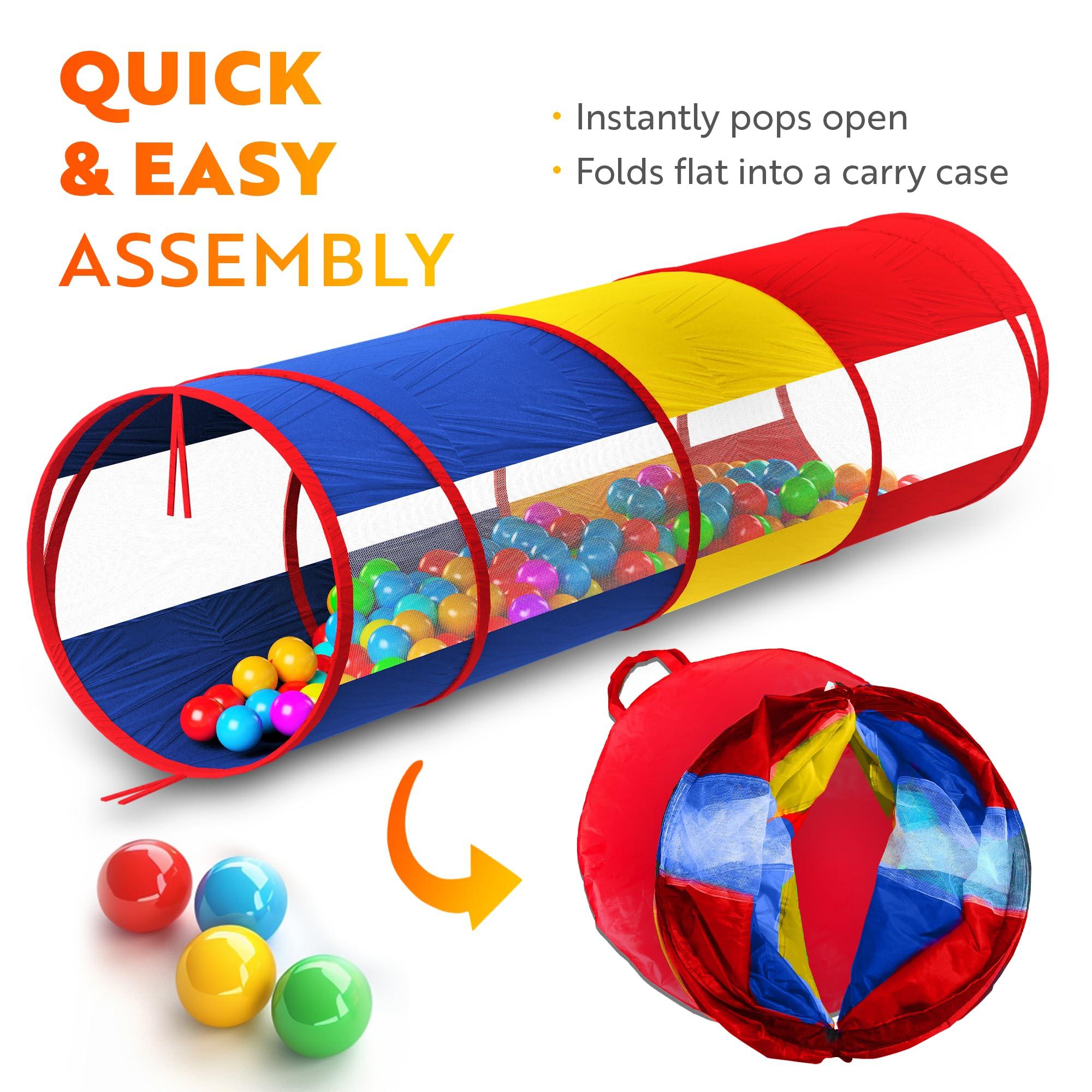 Playz Playz Extra-Large Play Tunnel for Toddlers 1-3 Years Pop-Up Baby Crawl Tube, Sensory Activity, Indoor & Outdoor Kids Toy, Collapsible for Easy Storage