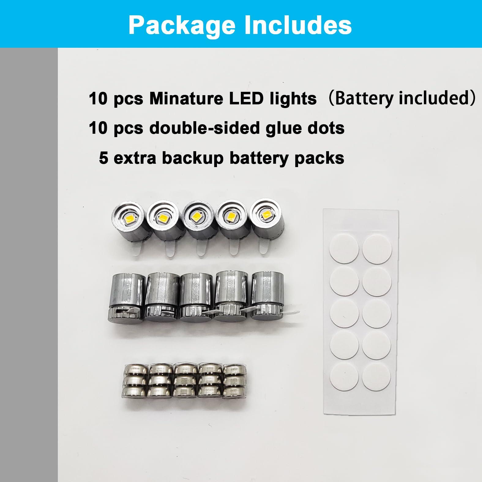 SUZEYAR SUZEYAR 10 pcs Miniature Led Lights,Tiny Lights for Hand Craft/DIY,Miniature Lights Battery Powered, Dollhouse Light,Miniature Lights for Toy Brick Building Blocks- 10 Pack (Multi-Color Changing)