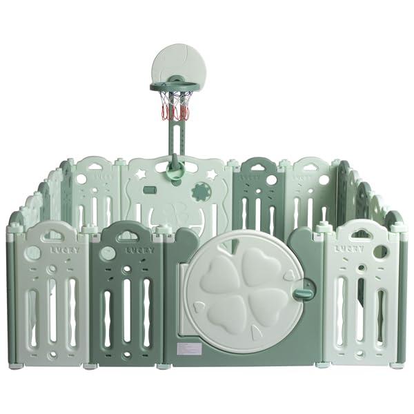 ToysCentral Basics PARC bb en HDPE Pliable 16 2 panneaux avec Panier de Basket-Ball- Vert