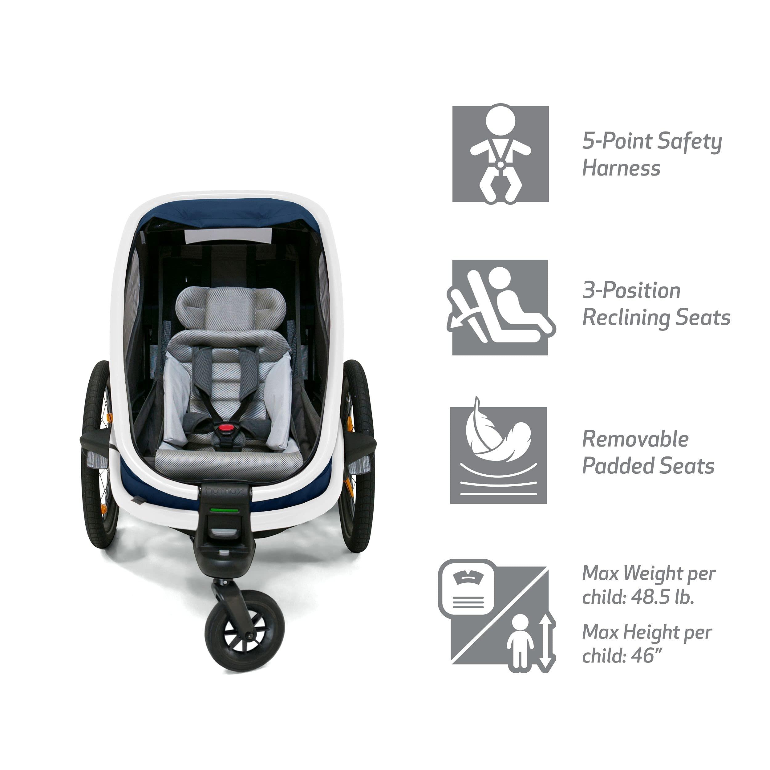 Hamax Hamax Outback One Seat Reclining Multi-Sport Child Bike Trailer + Stroller (Jogger Wheel Sold Separately) (Navy/White)