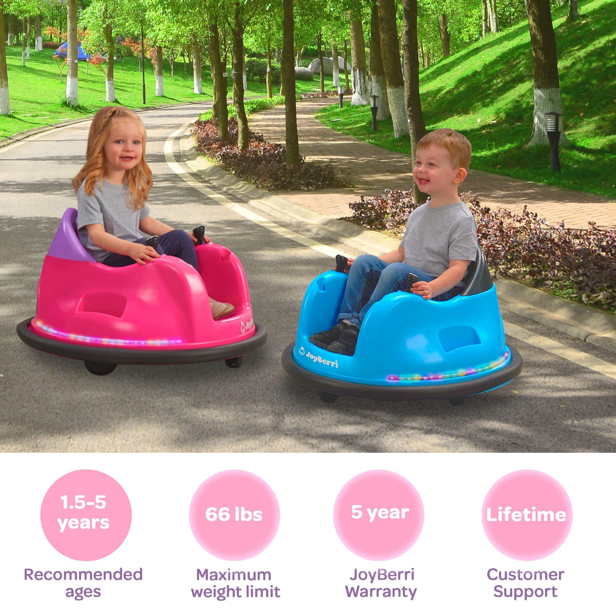 JOYBERRI JoyBerri 6V Bumper Car for Toddlers/Electric Ride On Toys for Ages 1.5-4 Years, 3 Speeds, LED Lights, 360 Degree Spin, Bluetooth with Remote Control Safety Certified Bumping Toy Gift for Kids