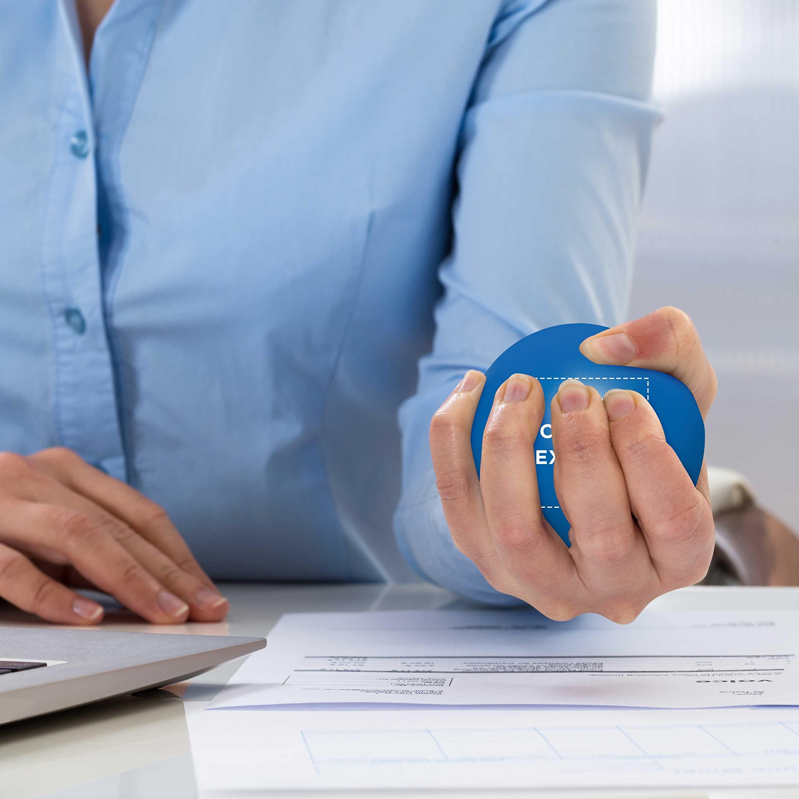 DISCOUNT PROMOS Custom Stress Balls for Adults Set of 50, Personalized Bulk Pack - Relief, Perfect for Your Desk, Office or Home - Blue