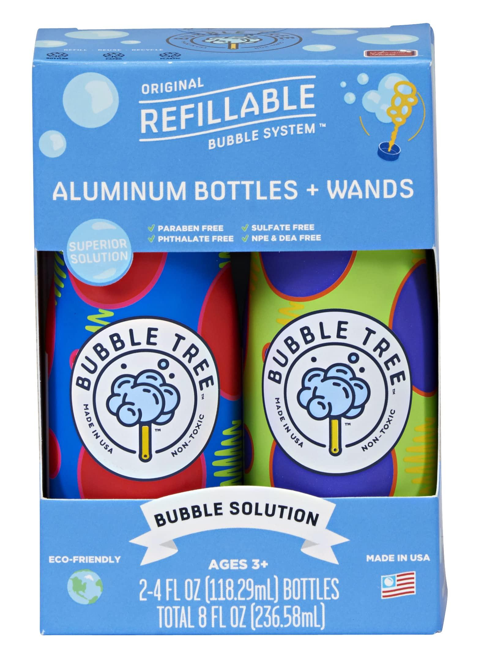 Bubble Tree Sustainable Bubble Tree Original Refillable Bubble System Aluminum Bottles (2 Pack of Bubble Solution Made in The USA)