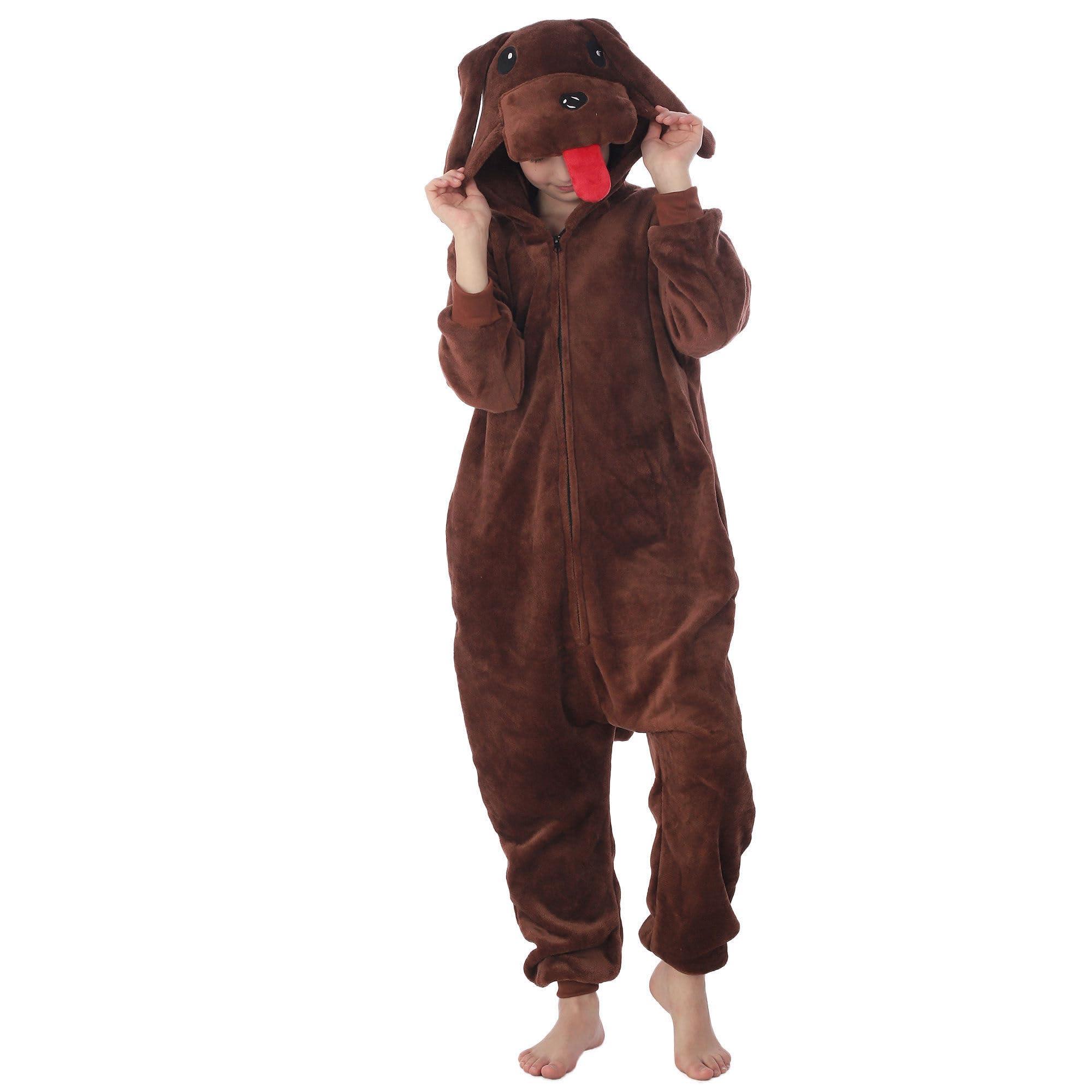WAFUNNE WAFUNNE Animal Onesie Costume for Kids Child Boys Girls Womens Mens Cosplay Halloween Costumes Easter Onesies Tedy Dog 140