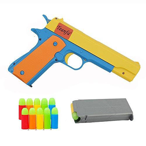 Teanfa Teanfa Classic Colt 1911 Toy Gun with Soft Bullets, Ejecting Magazine, and Pull Back Action, 1:1 Replica of an M1911A1 Colt 45 and 5 Extra Bullets