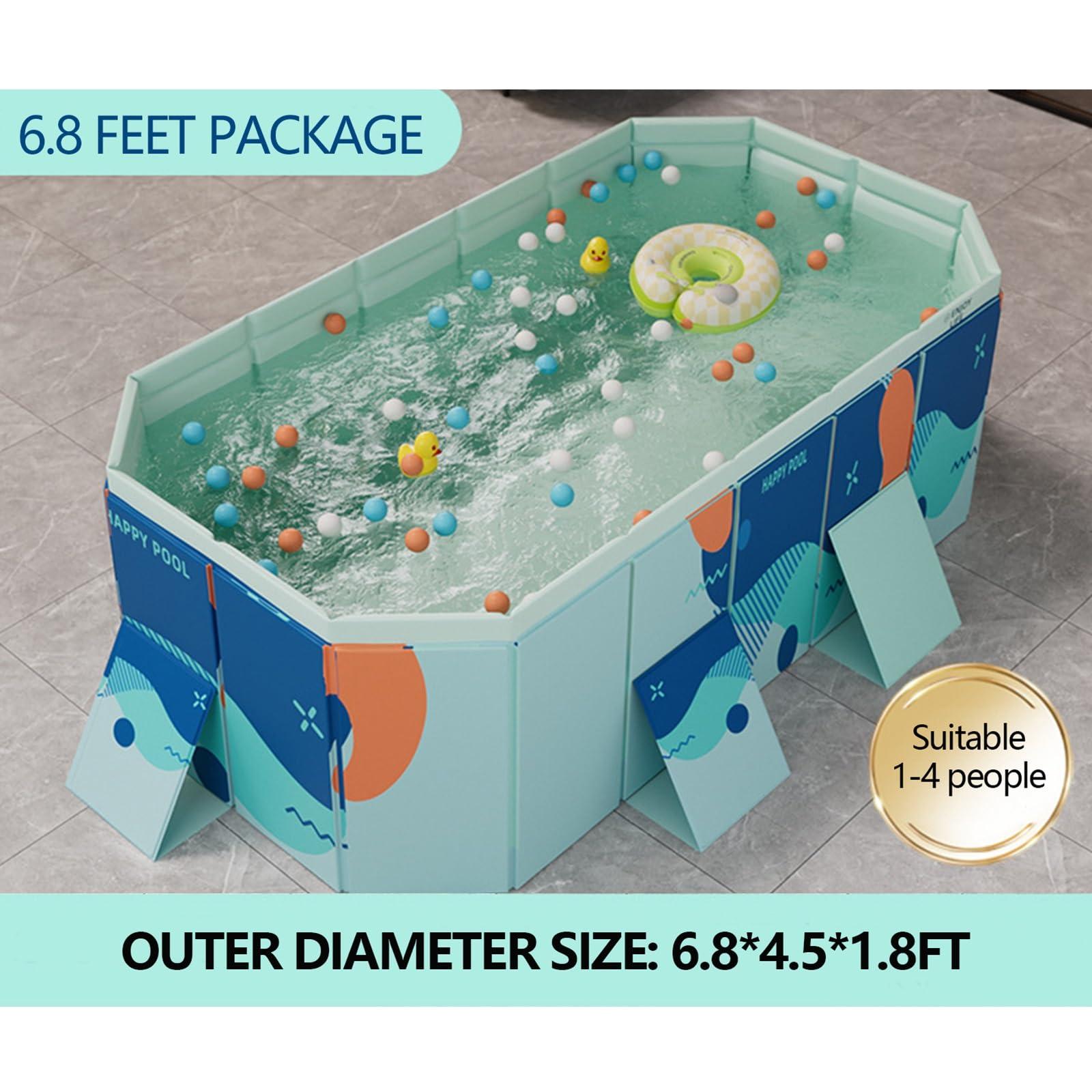 SINBAISHUNYYT Foldable Swimming Pools for Kids, Hard Plastic Shell Portable Pool, Above Ground Pool, Kid Pool for Backyard Dog Pools(Size:6.8 * 4.5 * 1.8FT)