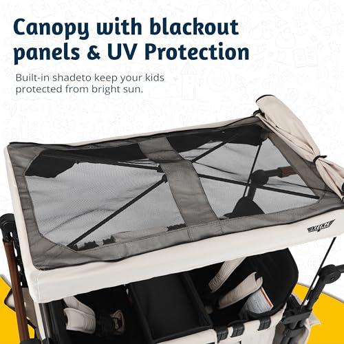 Keenz Keenz XC 2.0 - Luxury Comfort Stroller Wagon | Foldable 2 Passenger Double Seater with Adjustable Canopy | Cream