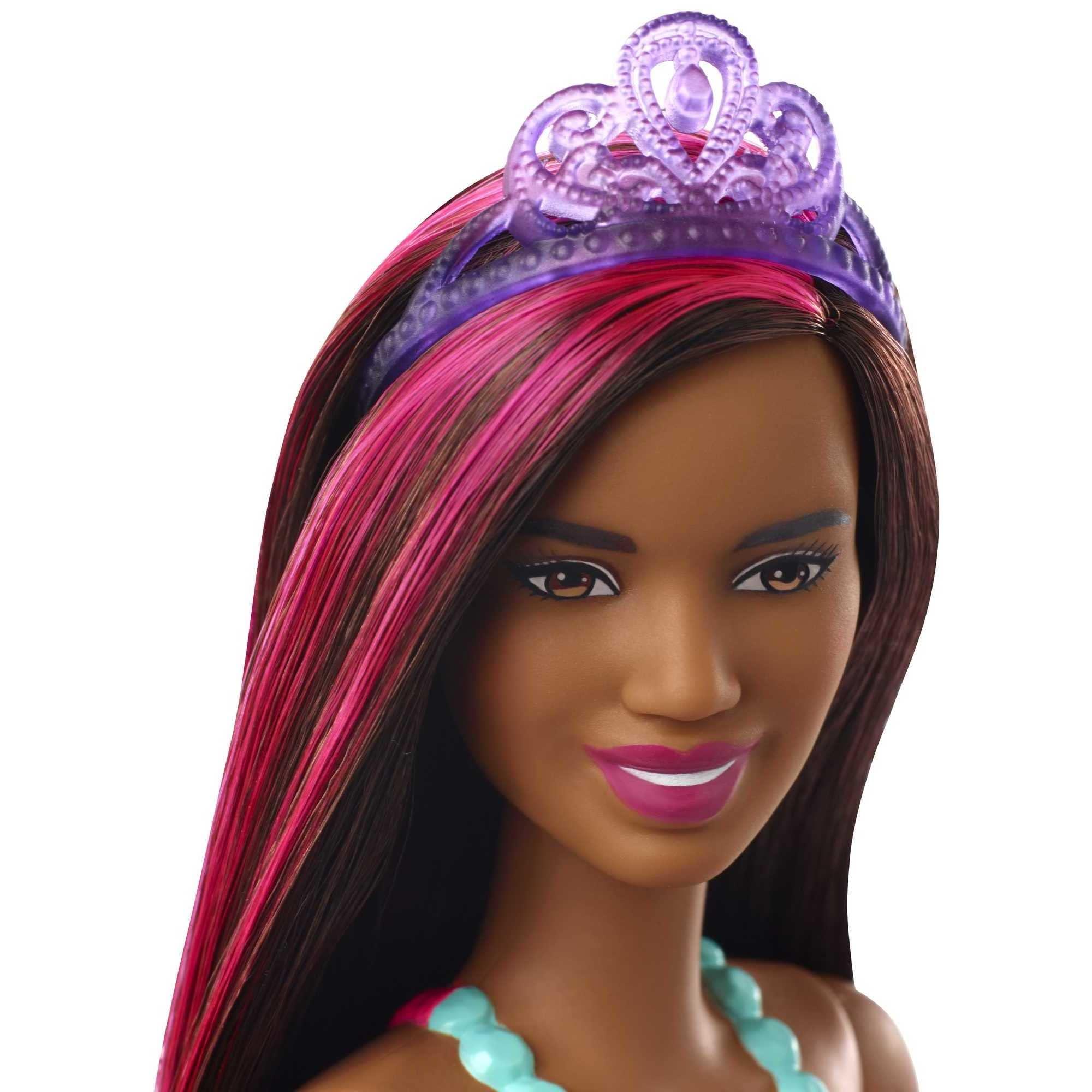 Barbie Barbie Dreamtopia Royal Fashion Doll & Accessory, Brunette with Pink Hairstreak Wearing Removable Blue Skirt & Headband