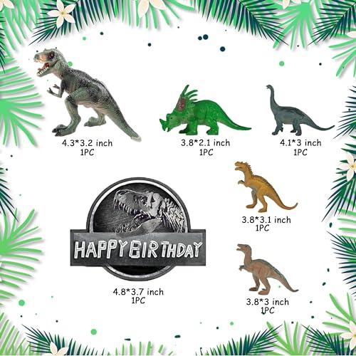 DRWATE 19 PCS Dinosaur Cake Toppers With Dinosaur Eggs Leaves Trees Cake Decorations For Birthday Party Dinosaur Themed Party Wild Animals Party Kids Party Cake Decorationstype1
