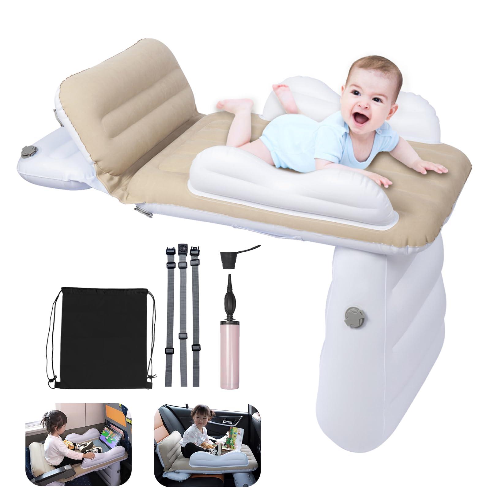 MiiDD MiiDD Inflatable Toddler Travel Bed,Airplane Bed for Toddler,Airplane Kids Bed,Kids Travel Bed,Portable Toddler Bed Travel Crib Baby Seat Extender for Kids with Handpump Travel Bag Safety Belt(Grey)