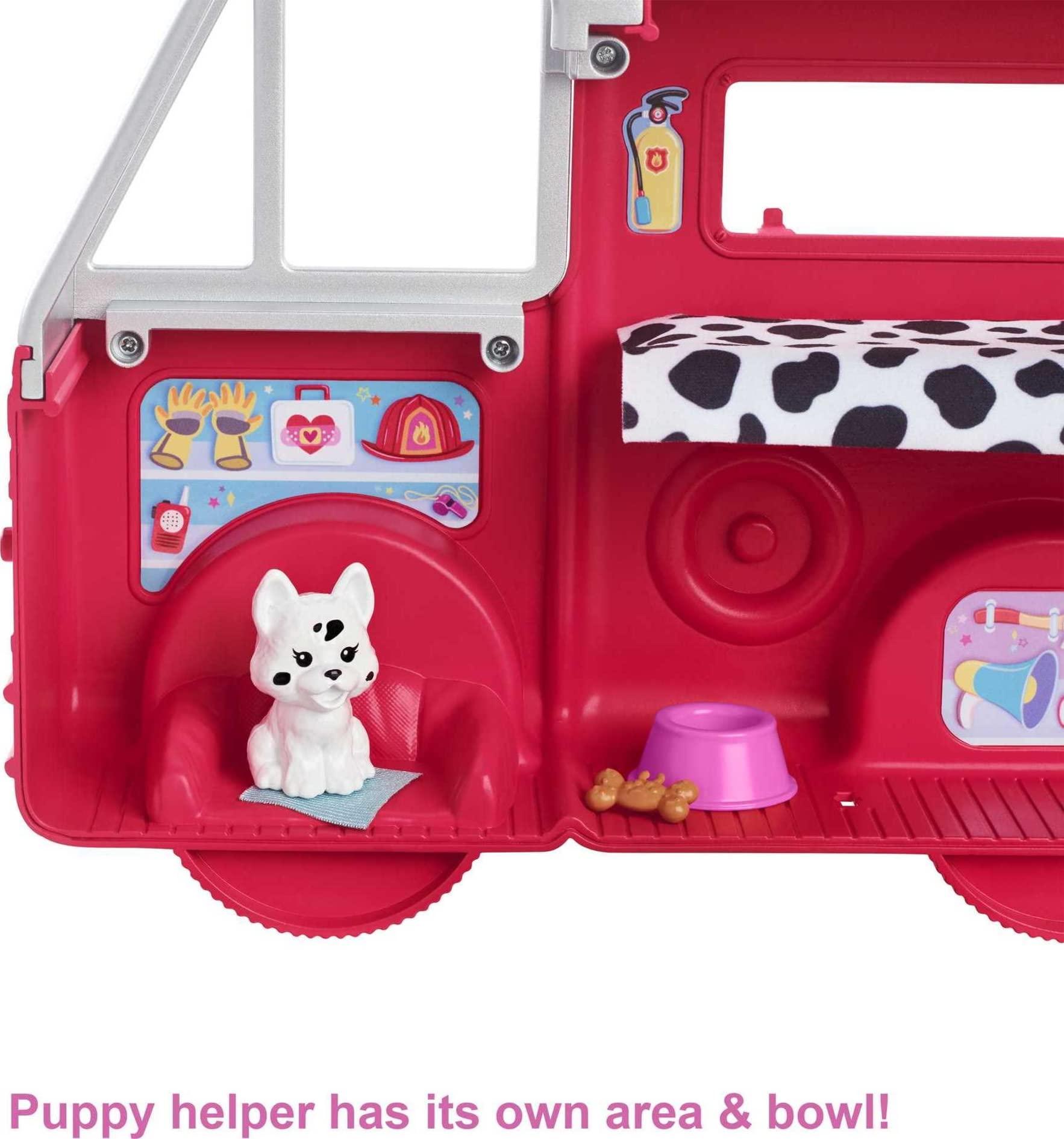 Barbie Barbie Chelsea Can Be Doll & Toy Fire Truck Playset with Blonde Small Doll, 2 Pets & 15+ Accessories, Open for Fire Station
