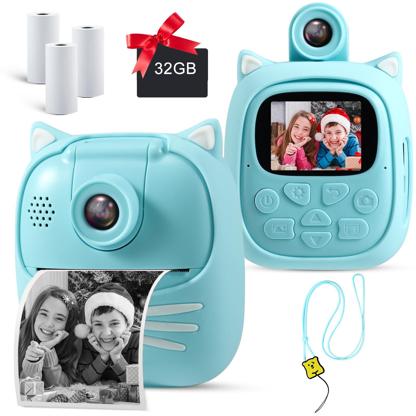 MINIBEAR MINIBEAR Instant Print Camera for Kids Camera for Girls 50MP Kids Digital Camera, Toddler Camera Travel Essential Toys Christmas Birthday Gifts for 3 4 5 6 7 8 9 Year Old Girls and Boys, Blue