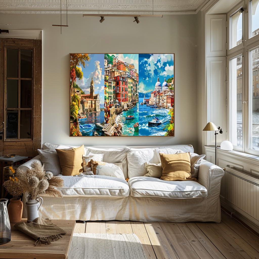 FEIMEIZE Wooden Jigsaw Puzzles for Adults 1000 Piece Puzzle for Adults 1000 Pieces Puzzle 1000 Pieces-Summertime, Seaside, Architecture