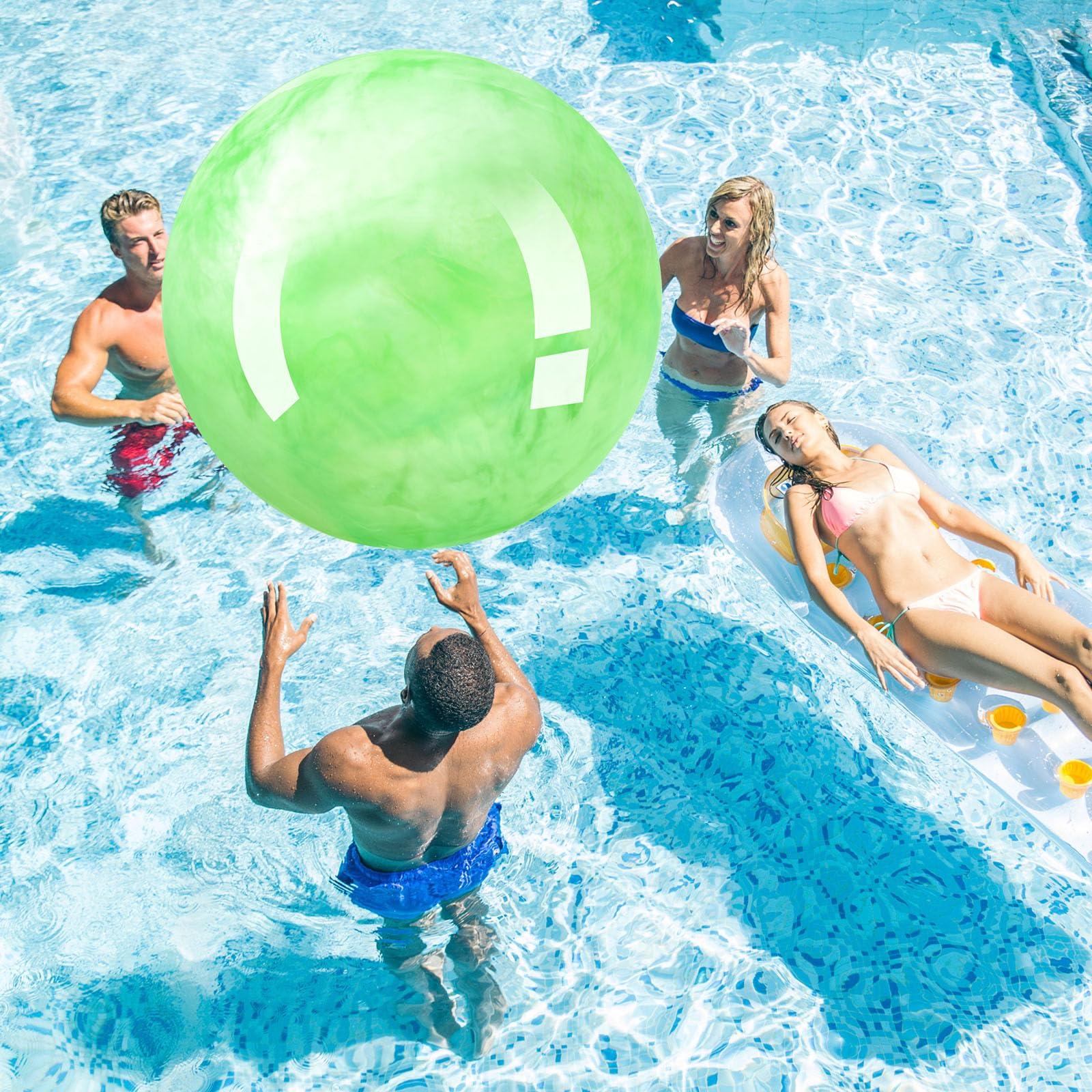 Meooeck Meooeck 4 Pcs Inflatable Marbleized Big Bouncy Balls Large Rubber Ball Giant Inflatable Ball Inflatable Kickball Giant Beach Balls for Kids and Adult (Sweet Color, 27 Inch)