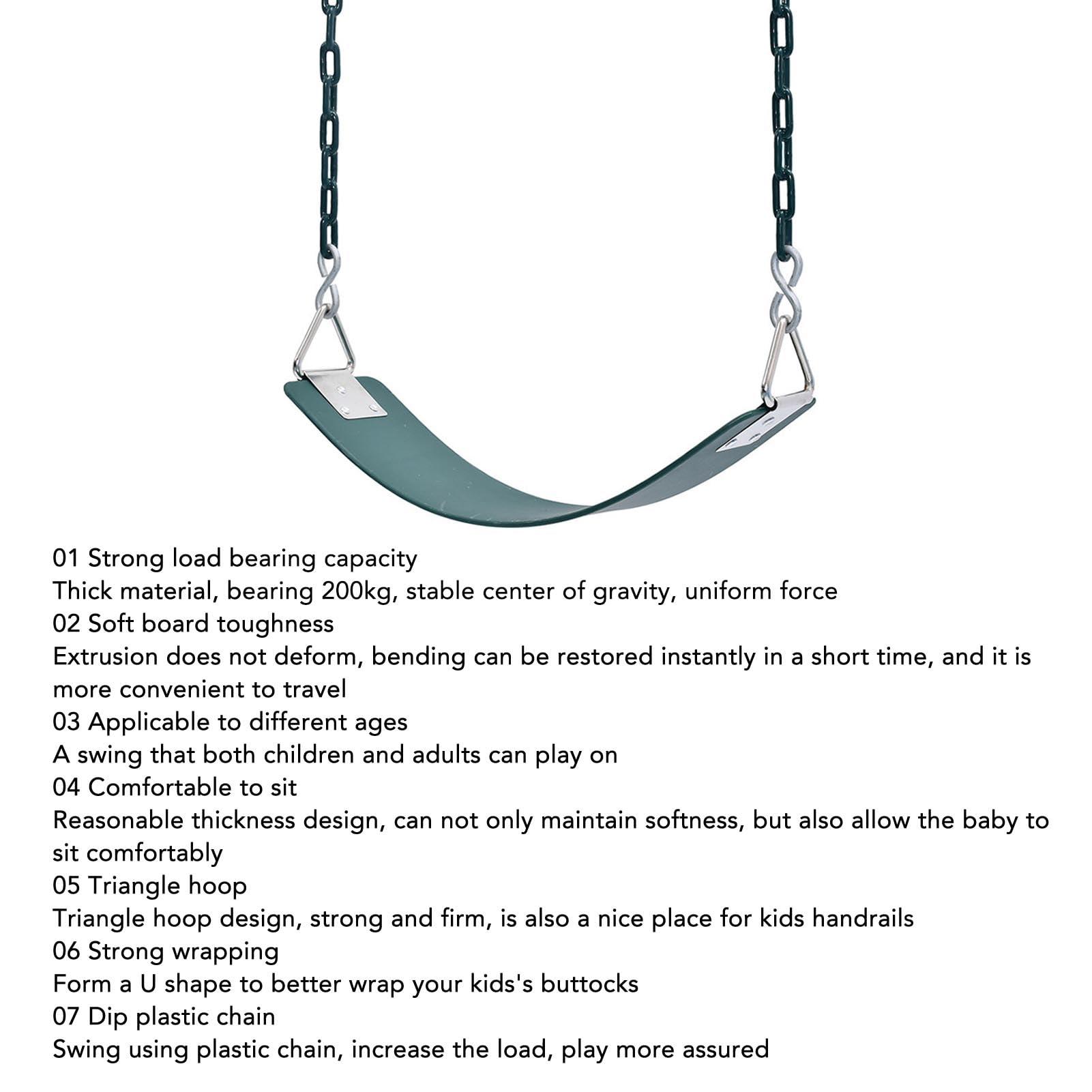 Leapiture Heavy Duty Swing Soft Board Swing Commercial Swing Set Industrial Swing Set Accessories Replacement for Kids Outdoors Playground Green Support 440.9lb