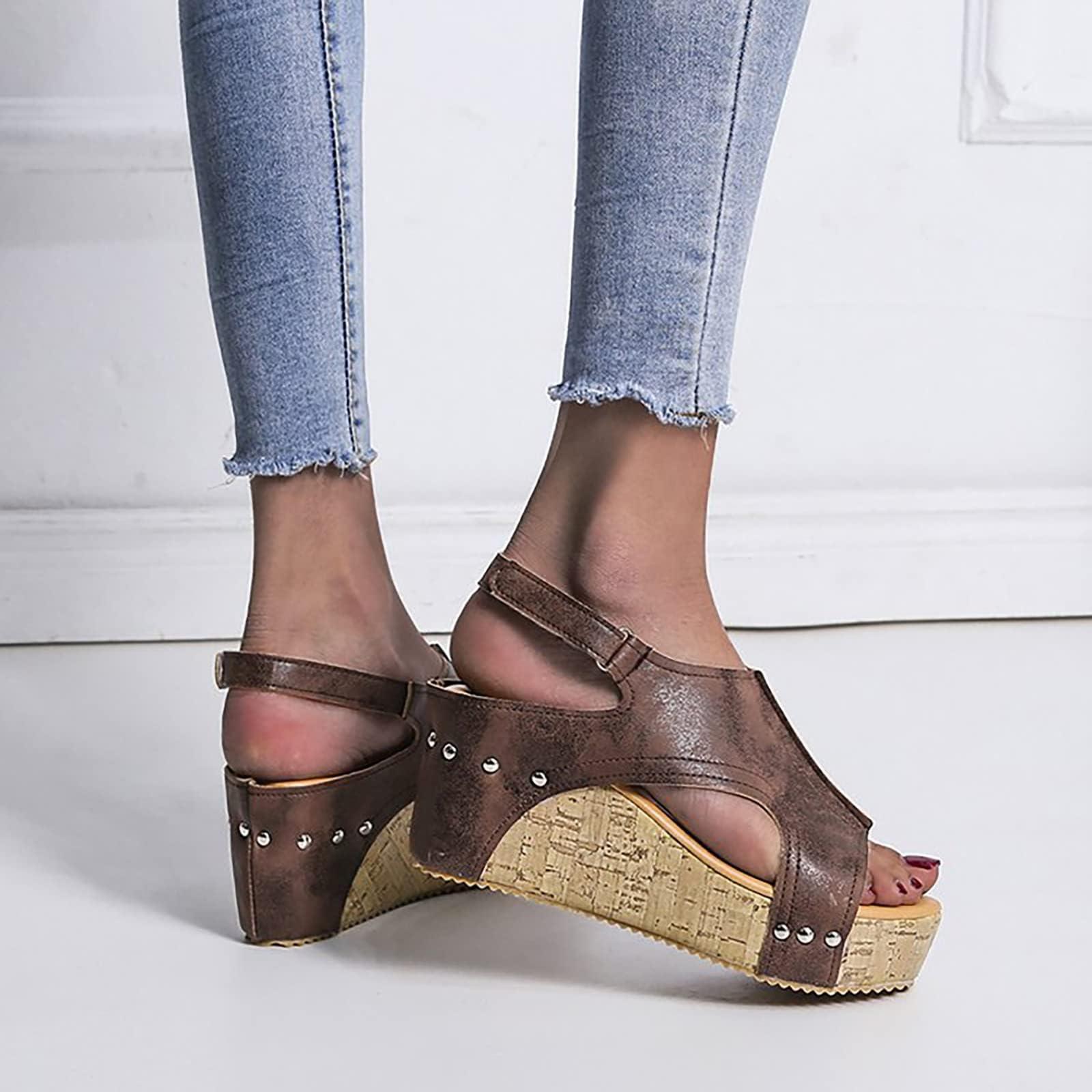 ZBYY ZBYY Womens Wedge Platform Sandals Peep Toe Buckle Ankle Strap Summer Wedding Casual Comfort Breathable Wedges Sandals