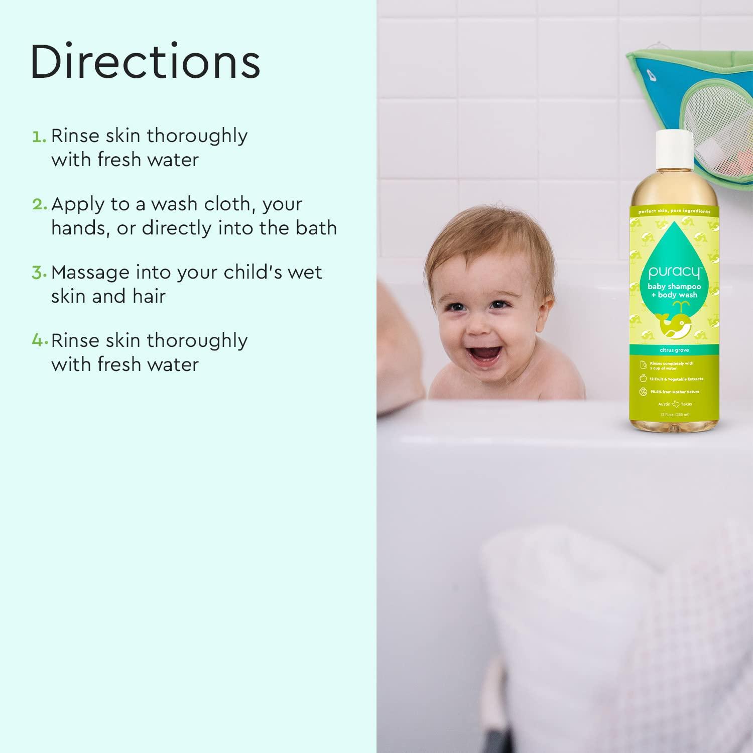 Puracy Puracy Shampoo & Body Wash for Children, Gently Scented Natural Baby Wash for Sensitive Skin, Plant-Based Baby Shampoo and Daily Bath Soap, Nourishes & Protects, 12 Ounce