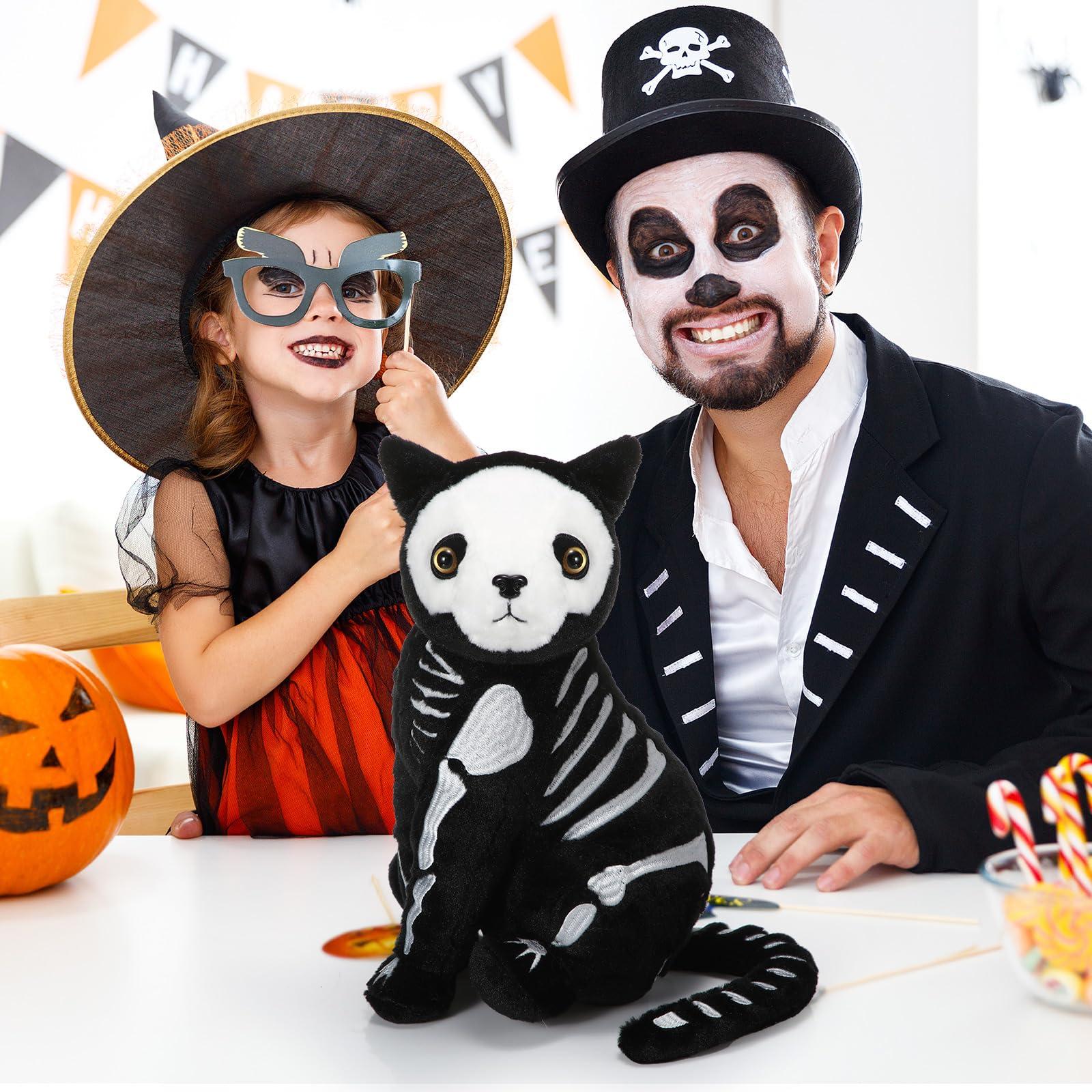 Hiboom Hiboom Skeleton Black Cat Stuffed Animal 13 Inch Soft Plush Black Kitten Stuffed Animal Nightmare Catnap Plush for Halloween Day of The Dead Decor Gift Birthday Party Favors(Stylish Style)