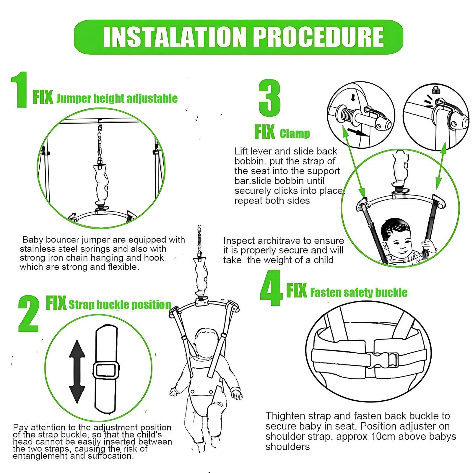 HI SUYI Baby Door Jumper and Bouncer with Stand for Active Babies That Love to Jump and Have Fun Toddler Infant