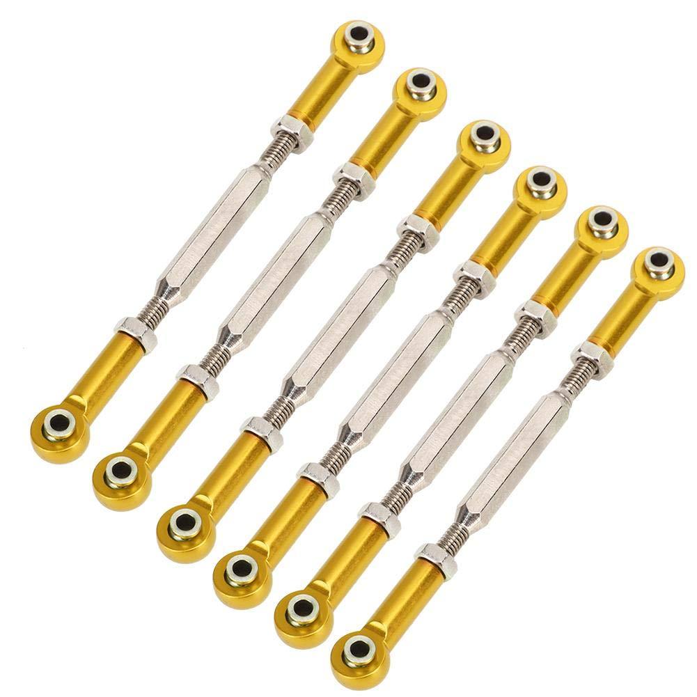 Drfeify RC Car Push Rod, 88mm Aluminum Alloy Adjustable Push Rods Compatible with 1/10 RC Car , 6Pcs(Golden)