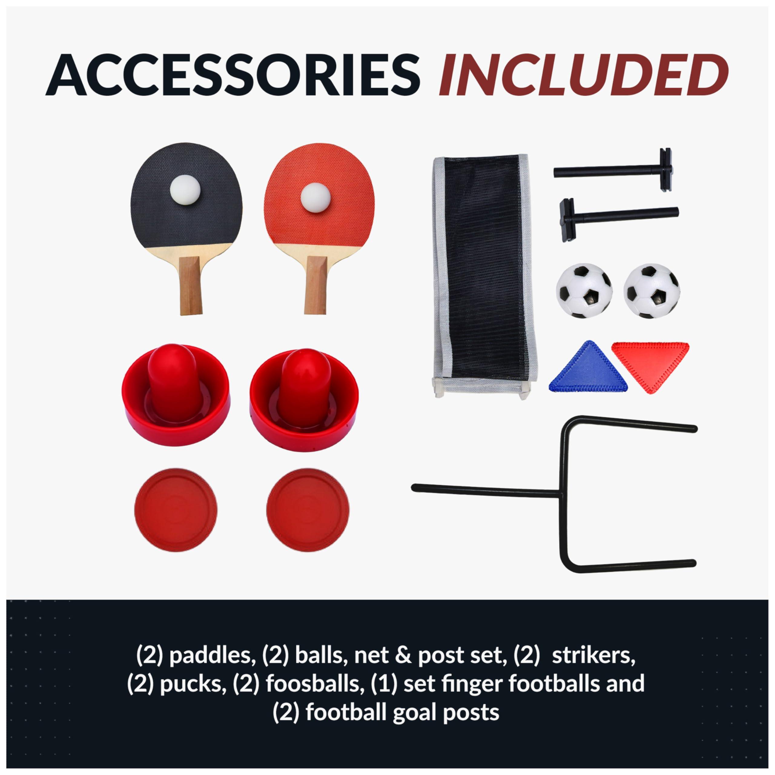 Hathaway Hathaway Revolver 4 in 1 Multi Game Tabletop - 40-in Tabletop Games Set with Ping Pong, Glide Hockey, Finger Football, and Foosball Table for Kids and Adults - Multi Game Table with Full Accessories