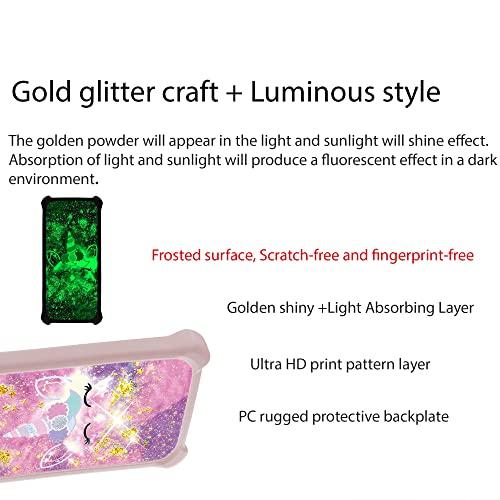 jioeuinly jioeuinly Galaxy A6 Case Compatible with Samsung Galaxy A6 Phone Case Cover [with Tempered Glass Screen Protector][Hard PC + TPU][Gold Glitter+Luminous] JSF-DJS