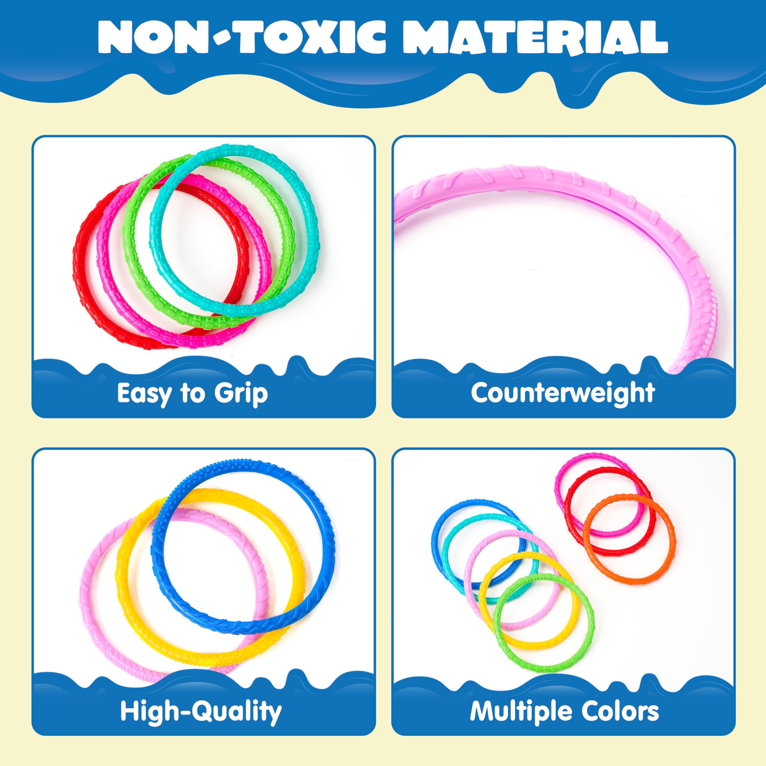 JOYIN JOYIN Dive Rings Pool Toys, 8 Pcs Colorful Pool Rings for Kids, Underwater Training Pool Diving Rings, Swimming Pool Dive Ring Toy for Kids Gifts Summer Swim Water Fun Pool Games(Diving Circles)