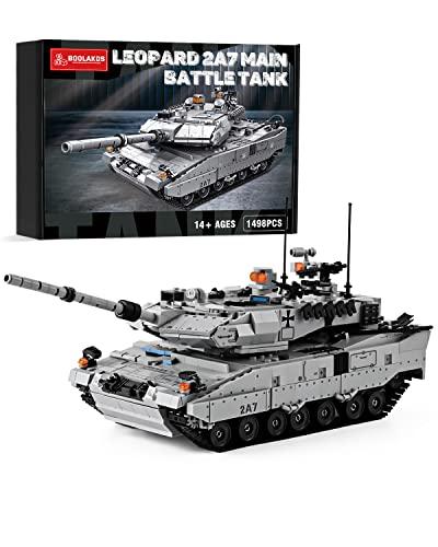 BOOLAKOS BOOLAKOS Leopard II A7 Main Battle Tank Building Block, Military Tank Building Toy Set to Display, Collectible WW2 Army Tank Model for Adults (1,498 Pieces)