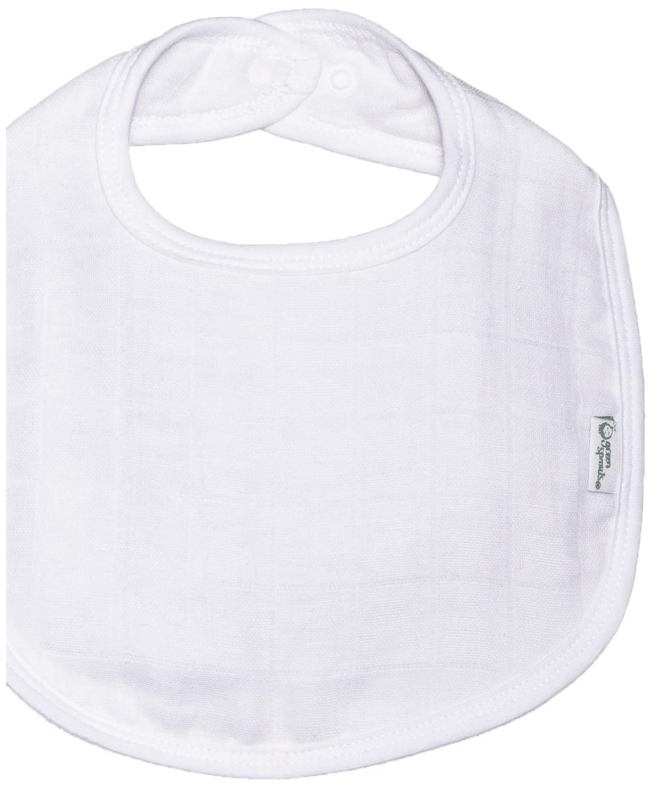 green sprouts green sprouts Muslin Bibs Made from Organic Cotton| 4 Absorbent Layers Protect from sniffles, Drips, & drools | 100% Organic Cotton Muslin, Adjustable snap Closure, Machine Washable,5 Count