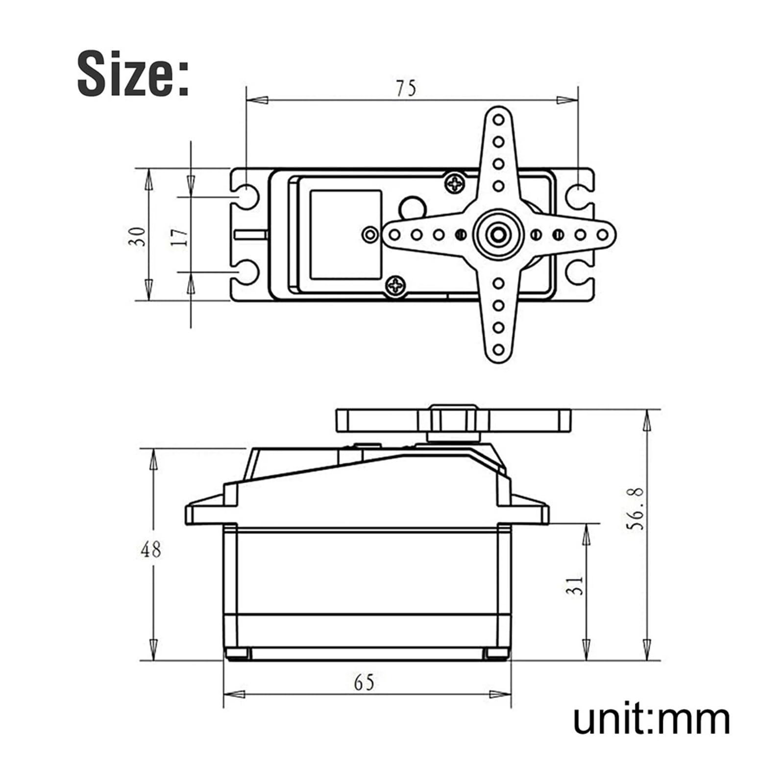 DVOGIFJG 35KG 7.4V DS3235 PRO 45KG 7.4V DS3245 Coreless Digital Metal Servo 180/360 Waterproof IP66 with 25T Servo Arm(35KG 270)