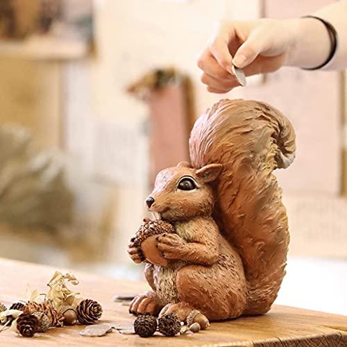 Junorstar Junorstar Piggy Bank Children\'s Toy Money Box Cute Cute Squirrel Piggy Bank Resin Animal Coin Box Cute Squirrel Shape Savings Money Bank Brown Piggy Bank Gifts for Adults Or Kids Money Box Piggy Bank