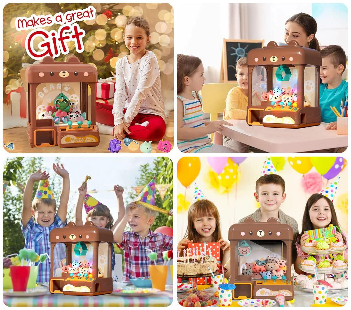 cxjoigxi cxjoigxi Large Claw Machine for Kids Adults with Prizes, Adjustable Sound & Light, 2 Power Modes, Mini Candy Crane Vending Machines, Electronic Arcade Game Dispenser Toy for Girls Boys Gift - Bear