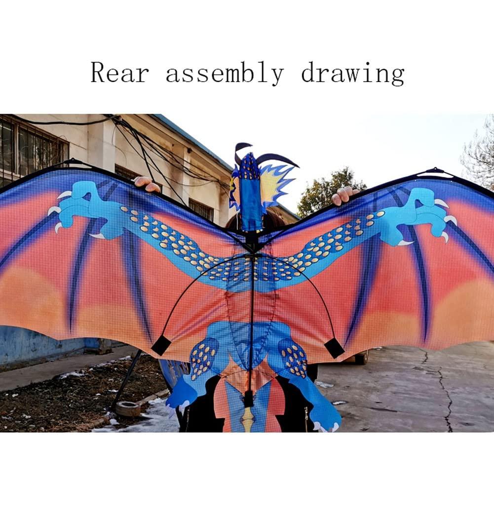 LSDRALOBBEB 1.6M Dinosaur Kite Outdoor Kids Toy for Beginners Very Easy to Kite, Great Gift LSDRALOBBEB 0401(Color:B,Size:)