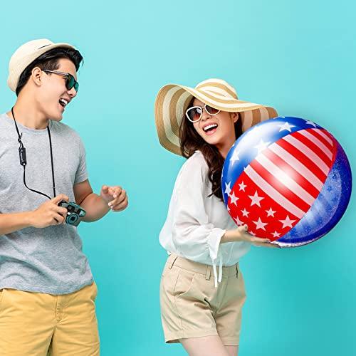 Leitee 3 Pcs Patriotic Beach Ball Inflatable Pool Beach Balls Filled with Stars Confetti 16 Inch Large Beach Balls Pool Party Float Pool Balls Set Glitter Star Decorations Party Glitter Star Beach Toys