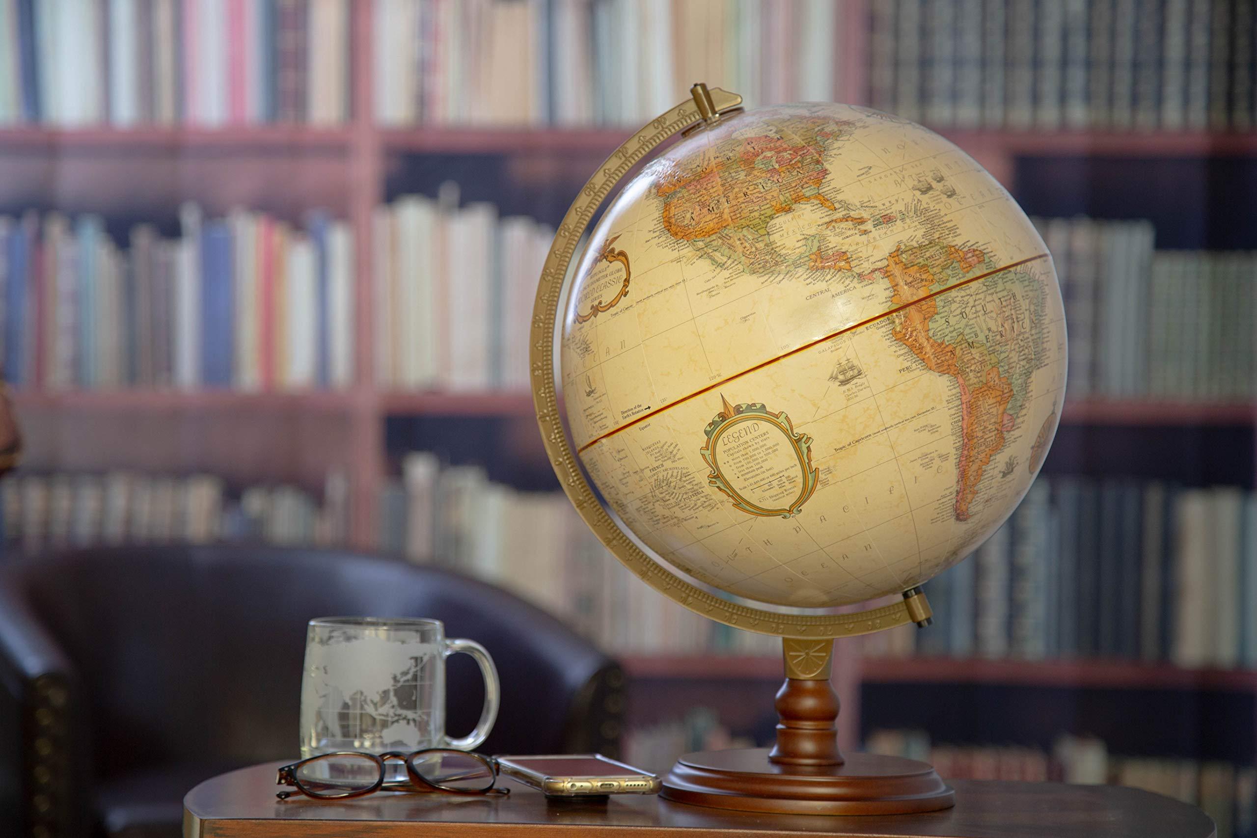 Replogle Replogle Lenox, 12"/30cm diameter Antique Style, Desktop Globe, Classic World Globe with up-to-date Cartography, Made in USA
