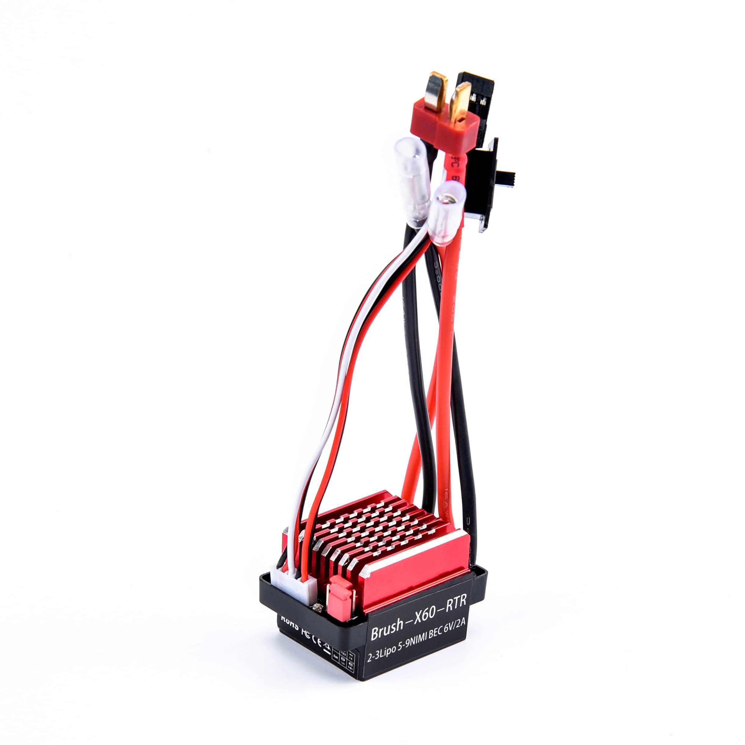 ZeckTeck RC 60A Brushed ESC Electric Speed Controller 6V/2A BEC for 1/10 RC Car Traxxas TRX4 TRX6 D90 HSP Redcat 4WD Truck Monster Crawler