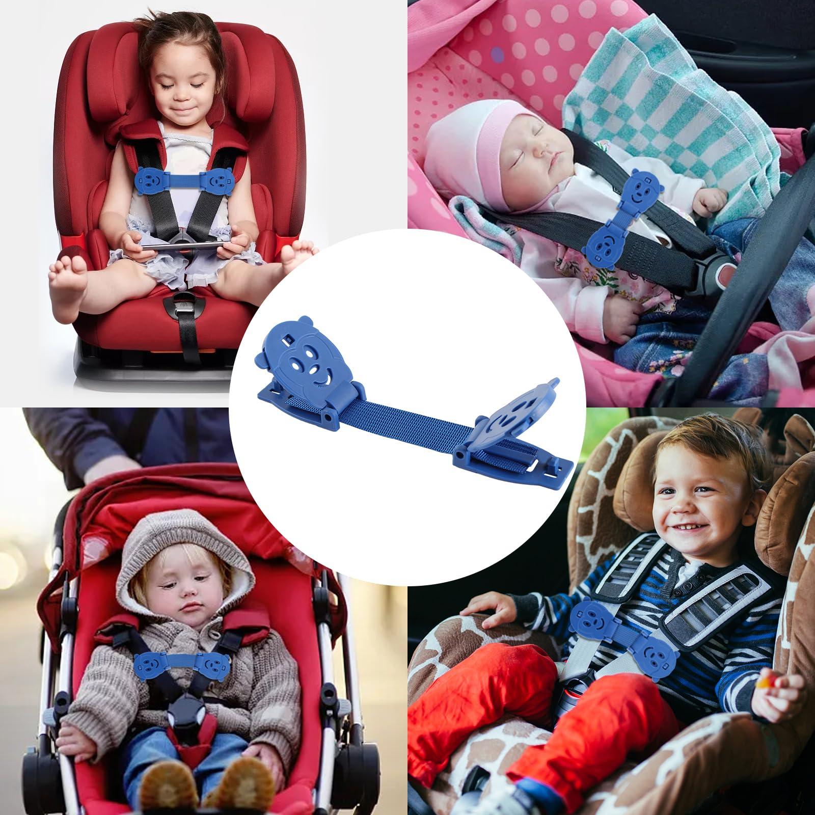 QOPAHI QOPAHI Car Seat Strap Anti Escape, Baby Harness Chest Clip Car Seat Safety Clip, Prevent Children/Kids Taking Their Arms Out of Child Car Seat/High Chairs/Strollers/Baby Reins, Blue(2 Pack)