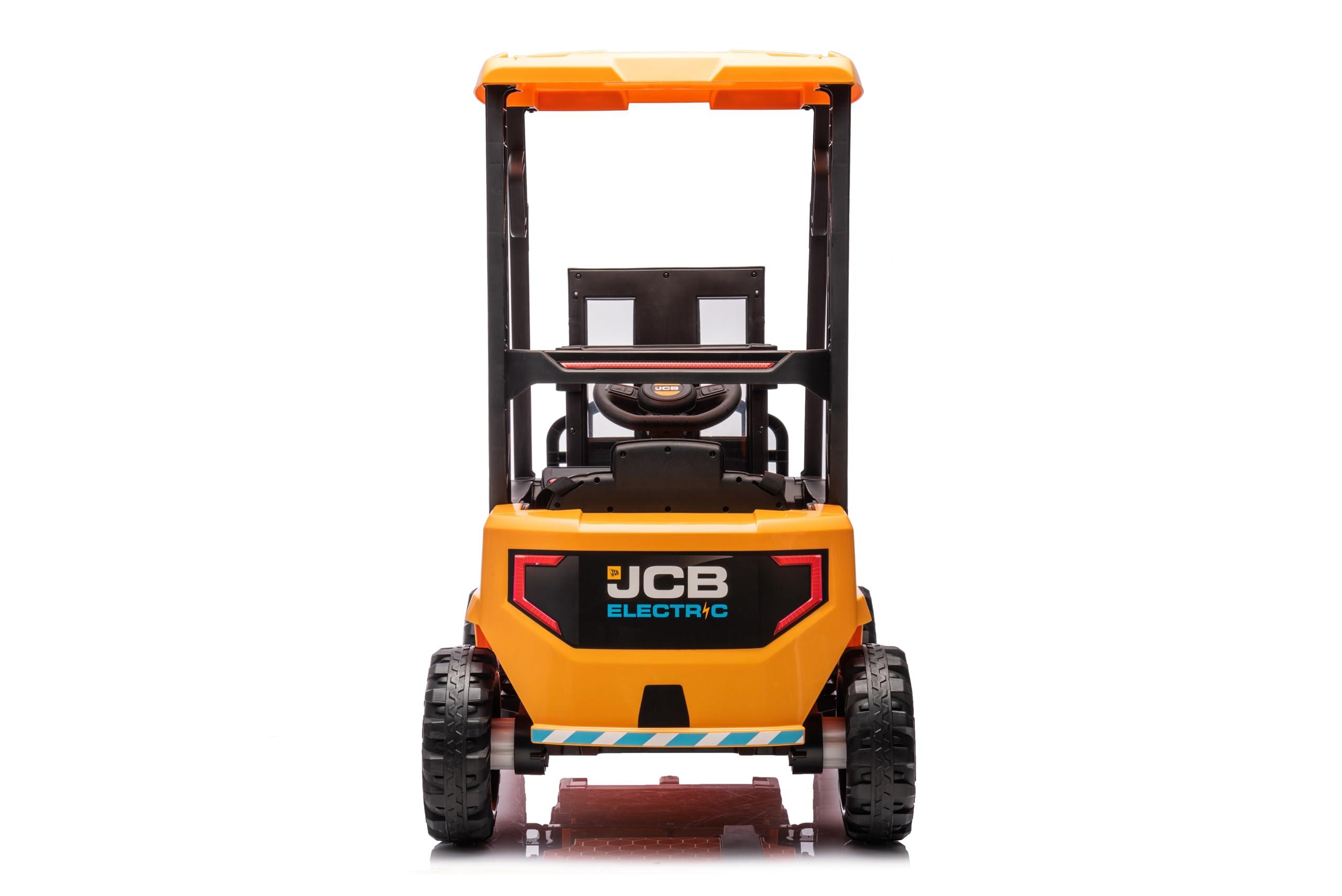 ToysCentral Basics 12V Kids Forklift Ride on Car, Licensed JCB Battery Powered Electric Ride On Construction Car with Liftable Fork, Remote Control, Seat Belt, Spring Suspension, Yellow