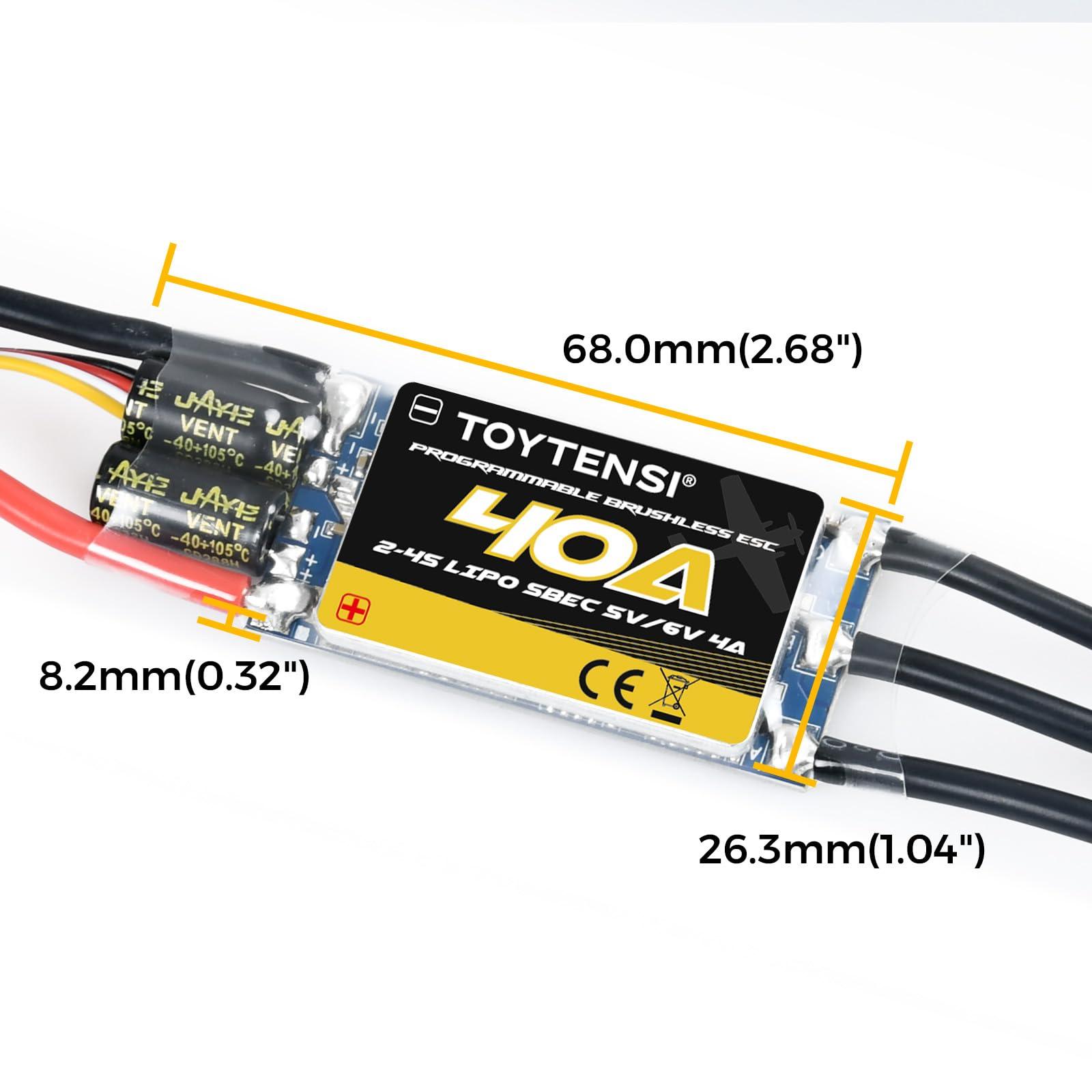 TOYTENSI TOYTENSI 40A 2-4S RC Brushless Motor ESC for RC Plane Airplane with SBEC 5V/6V 4A