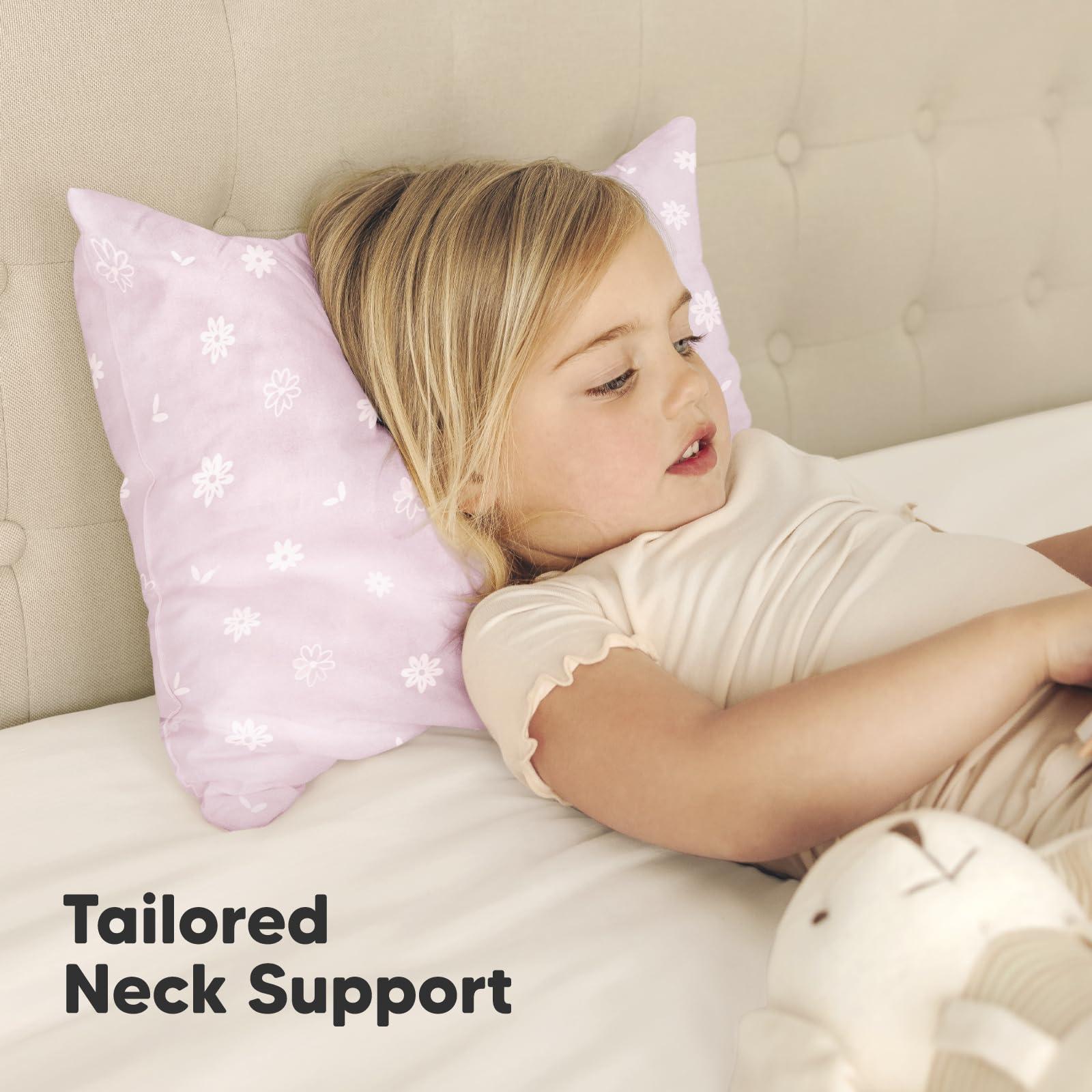 KeaBabies 2-Pack Toddler Pillow - Soft Organic Cotton Toddler Pillows for Sleeping - 13X18 Small Pillow for Kids - Kids Pillows for Sleeping - Kids Pillow for Travel, School, Nap, Age 2 to 5 (Daisy)