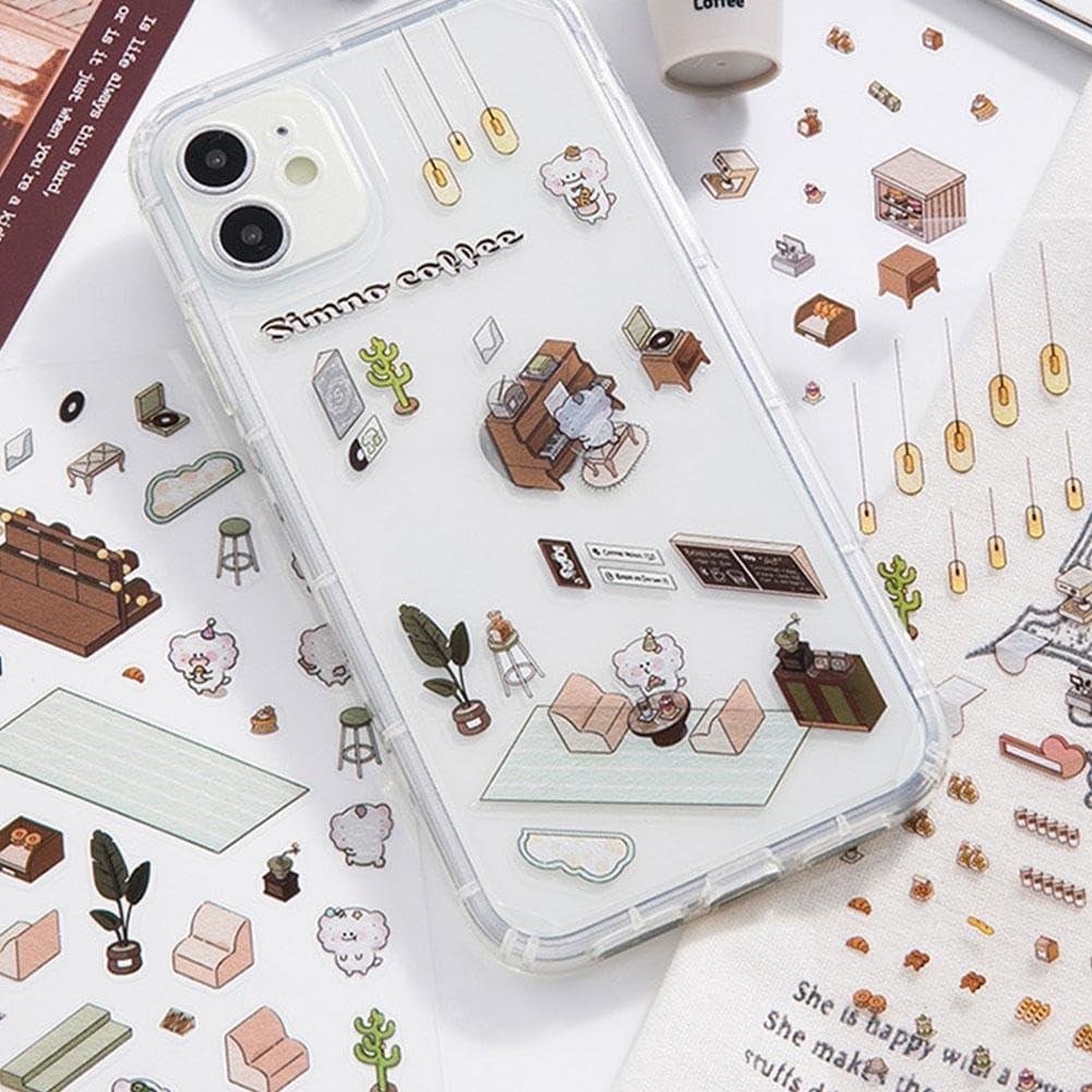 kunishi 3D Stickers - 2024 DIY 3D House Stickers Set, 3D Miniature Scene Stickers, Decorative Room Sticker Book, Funny Cute Korean Cartoon Stacking Scene Stickers for Adult Kids Pass The Time (5sets -B#)