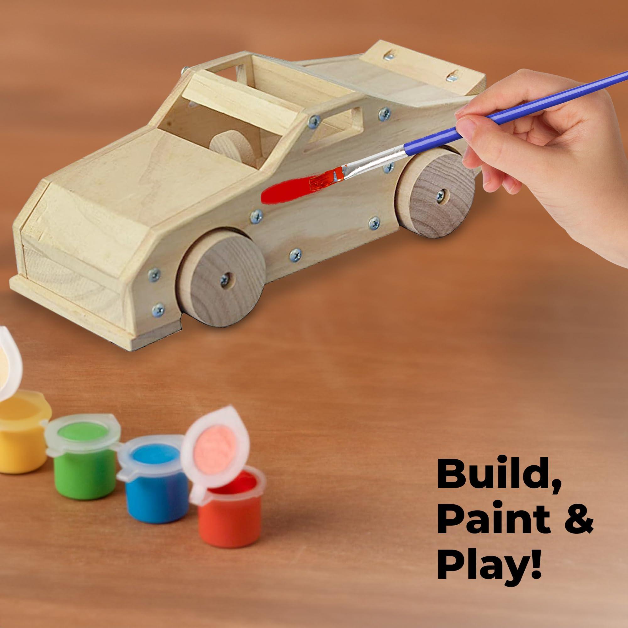 Kraftic Kraftic Woodworking Building Kit for Kids and Adults, 3 Educational DIY Carpentry Construction Wood Model Kit Toy Projects for Boys and Girls, Build a Wooden Food Truck, Racing Car and Garbage Truck