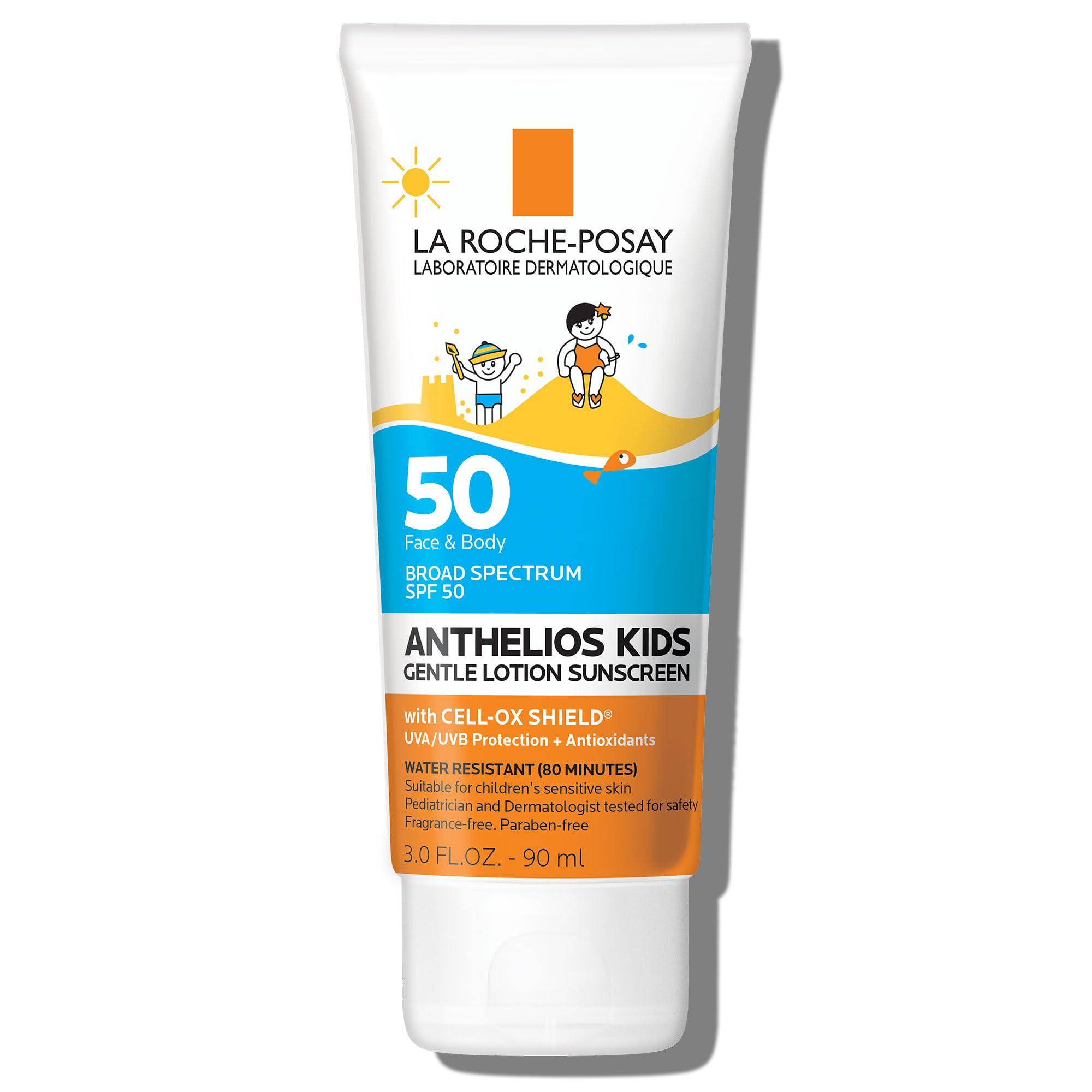 La Roche-Posay La Roche-Posay Anthelios Kids Gentle Lotion Sunscreen SPF 50, Broad Spectrum SPF + Antioxidants, Sunscreen For Kids, Octinoxate & Oxybenzone-Free, Pediatrician Tested, Non Comedogenic, Oil Free