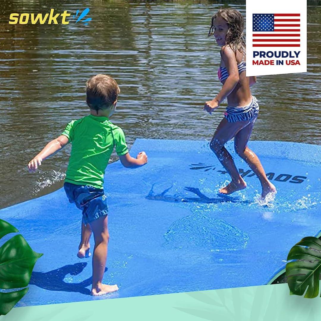 SOWKT Premium Made in USA Lily Pad Floating Mat for Lakes and Pools (12x6 ft) - Great for The Lake, Pool, Boat or as a Floating Dock - Giant Lilly Pad for Adults and Kids Alike for Unlimited Water Fun
