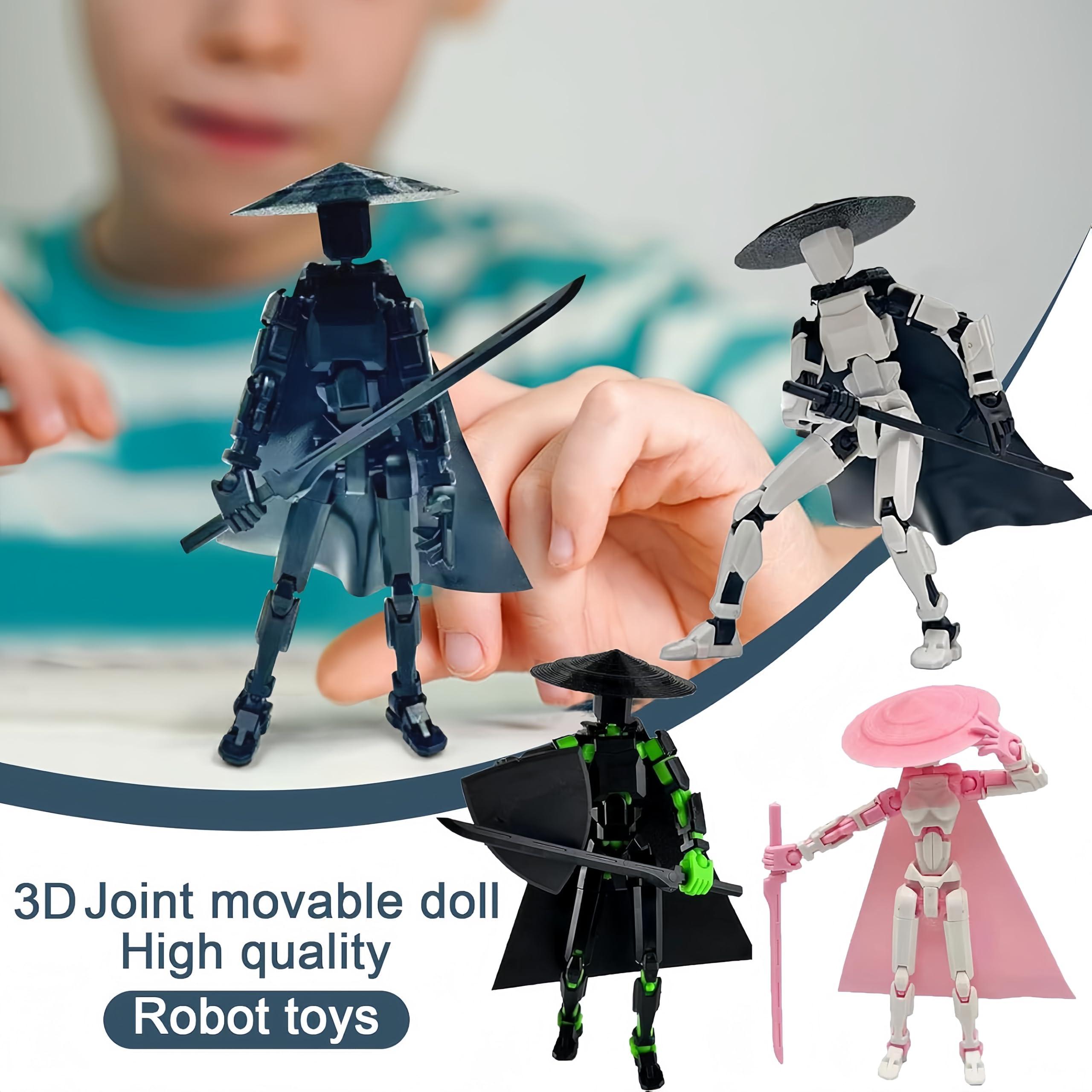 cbozimpr 4 Packs Titan 13 Action Figure Set (Assembly Completed) 3D Printed Figure Dummy T13 Multi-Jointed Movable, Titan 13 Robot Action Figure, Christmas Birthday Valentines Day Gifts for Kids Classroom